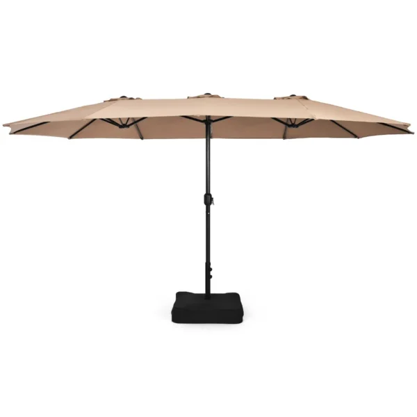 451,5 X 264 Cm Dubbele Parasol Met Standaard Parasol Groot XXL UPF 50+ Terrasparasol Marktscherm Voor Tuin Terras En Zwembad-Bruin