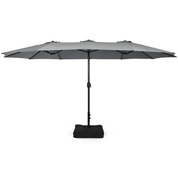 451,5 X 264 Cm Dubbele Parasol Met Standaard Parasol Groot XXL UPF 50+ Terrasparasol Marktscherm Voor Tuin Terras En Zwembad-Grijs