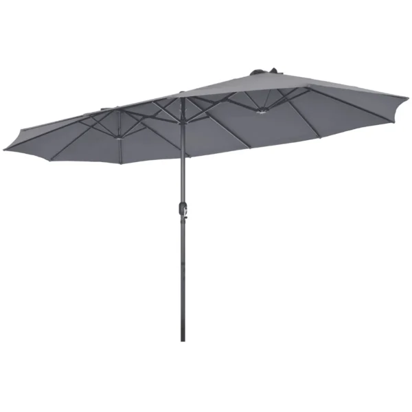 470 Cm Dubbel Formaat Terrasparasol Extra Grote Parasol Marktparasol Met Stevig 12 Rib Metalen Frame Grijs