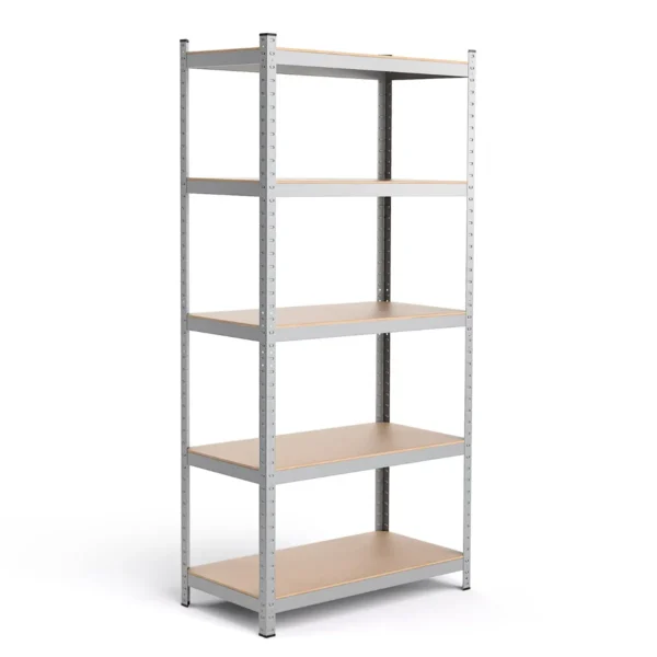 5-Laags Opslagrek Zware Werk 5-Laagse Rekken 875 Kg Gewichtscapaciteit Verstelbare Plankhoogte Boutloze Constructie-Zilver