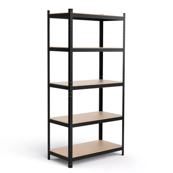 5-Laags Opslagrek Zware Werk 5-Laagse Rekken 875 Kg Gewichtscapaciteit Verstelbare Plankhoogte Boutloze Constructie-Zwart