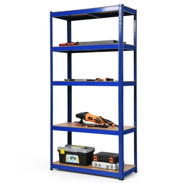 5-Tier Garage Plank Max. Belasting 875KG Met Verstelbare Plank Multifunctionele Opslag Plank Voor Garage Keuken Magazijn-Blauw