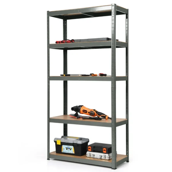 5-Tier Garage Plank Max. Belasting 875KG Met Verstelbare Plank Multifunctionele Opslag Plank Voor Garage Keuken Magazijn-Grijs