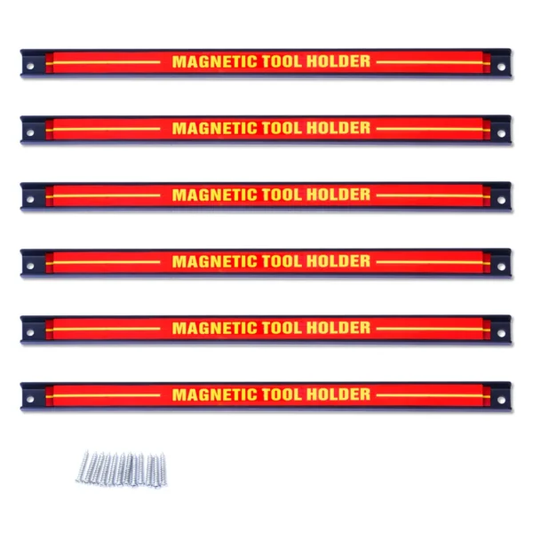 6 X Magnetische Gereedschapshouder Wand Magneetstrip Set Magneetstrip 46 Cm Rood En Zwart