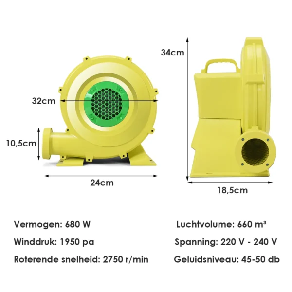 680W Luchtblazer Opblaasbare Springkasteel Luchtblazer Perfect Voor Springkastelen Springhuizen Opblaasbare Trampolines