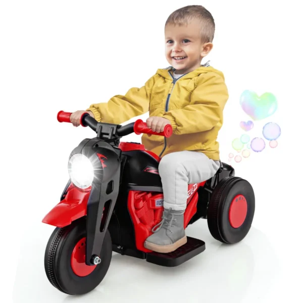 6V Elektrische Kindermotorfiets Met Bellenmaker Elektrische Kinderscooter Met Muziekknop LED-Koplamp Voor Kinderen Vanaf 3 Jaar Rood