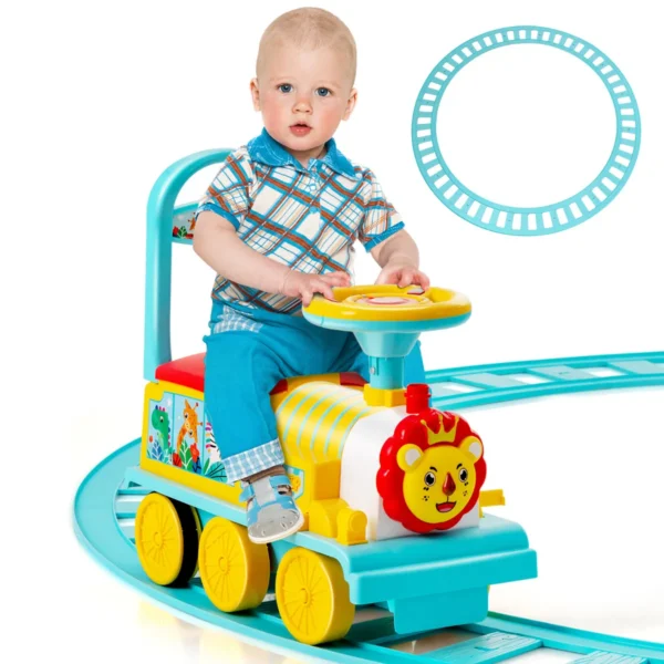 6V Elektrische Kindertrein Met 16 Rails Voor Kinderen Vanaf 3 Jaar Blauw