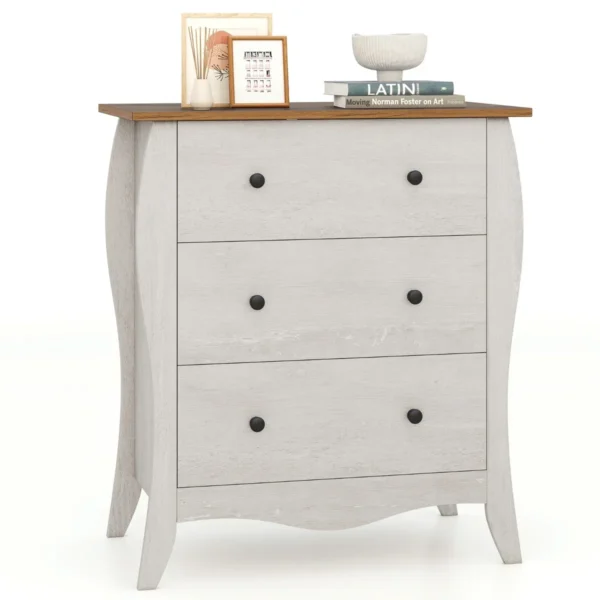 76,5 Cm Slaapkamer Commode Opbergmeubel Met 3 Opvouwbare Stoffen Laden En Anti-Kantel Set Voor Kinderkamer Woonkamer -Grijs