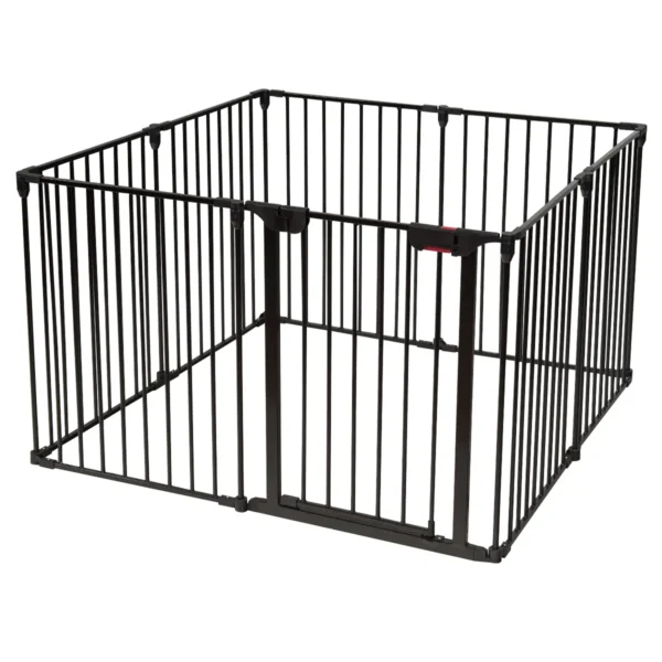 8-Delige Inklapbare Omheining Dierenbox Beschermende Binnenomheining Zwart