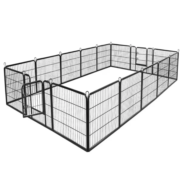 8 Delige Puppy Box Puppy Hek Opvouwbare Dierenbox Metaal Zwart 400 X 240 X 100 CM