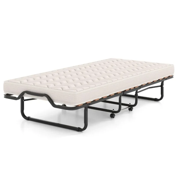 80 X 200 Cm Extra Bed Met Traagschuimmatras & Hypoallergene Vezel Opklapbaar Logeerbed Compact Bed Op Wieltjes Gemaakt In Italië