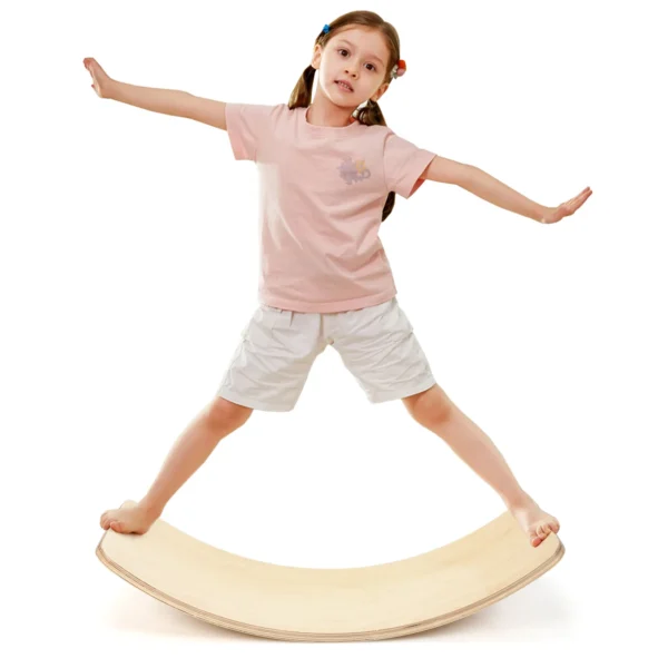 90 X 30 Cm Balansbord Van Hout Wiebelplank Tot 220 Kg Belastbaar Curvy Board Voor Kinderen En Volwassenen Beschermt Vloeren