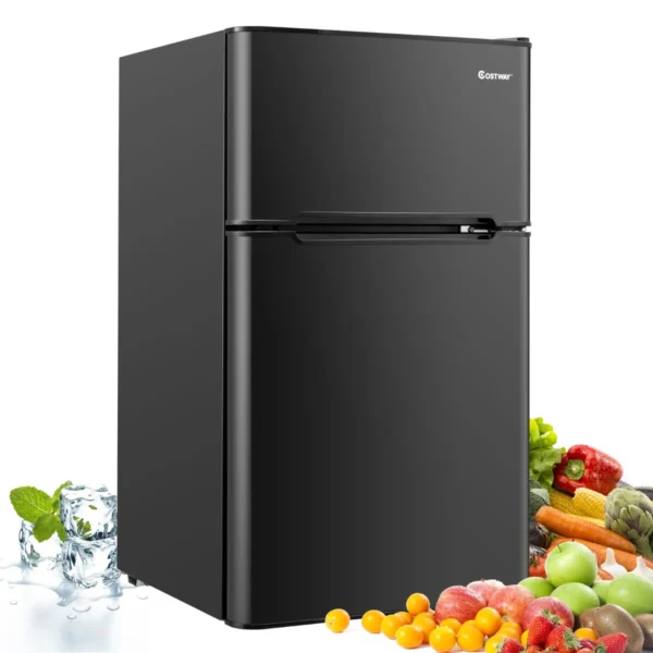 90L Mini Koelkast Aparte Vriezer Compacte Koelkast 48,5 X 49,5 X 86 Cm Zwart