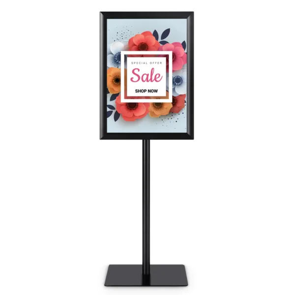 A3 Verstelbare Sokkel Stoepbord Voor Poster Met Zware Vierkante Metalen Voet 42 X 29,5 Cm-Zwart