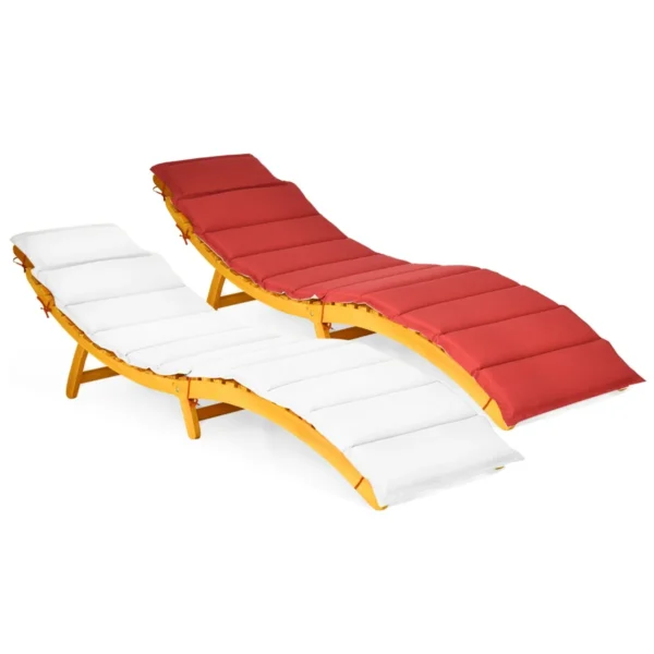 Acaciahouten Tuinligstoel Inklapbare Ligstoel Met Opklapbare Hoofdsteun & Dubbelzijdig Kussen Draagbare Zonnebed Voor Zwembad Tuin