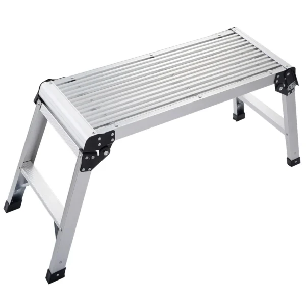 Aluminium Werkplatform Klapwerkbank Met Antislipmatten Werkplatform 150 Kg Draagvermogen Trapladder Voor Thuis Werkplaats Zilver