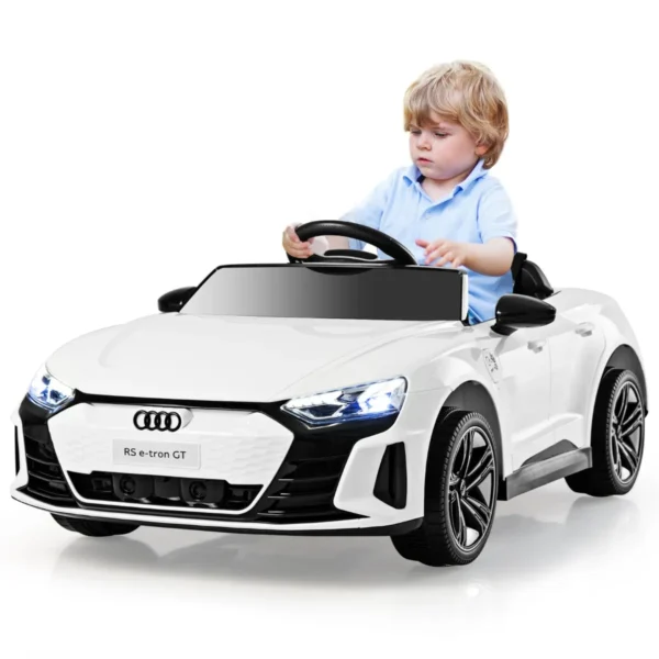 Audi RS Elektrische Kinderauto Met 2,4 G Afstandsbediening 12 V Kinderauto Met Muziek 3-5 Km/u Ideaal Voor Kinderen Vanaf 3 Jaar (Wit）