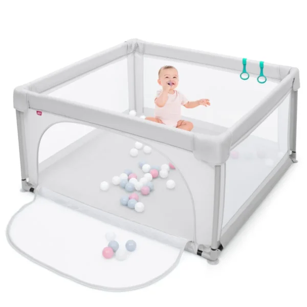 Babybox Grote Peuterbox Speelbox Met 50 Speelballen 126 X 126 X 68 Cm Grijs