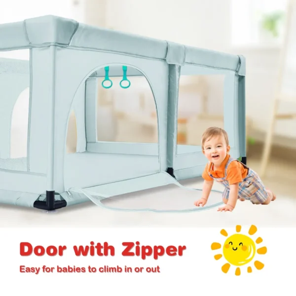 Babybox Met 50 Speelballen En 2 Deuren Baby Speelbox Grondbox 120 X 190cm Blauw