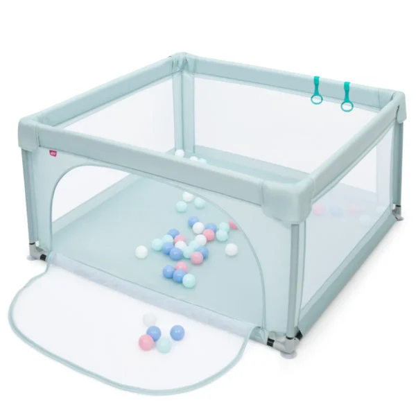 Babybox Speelbox Met Ademend Gaas Met 50 Speelballen 126 X 126 X 68 Cm Blauw