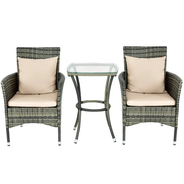 Balkonmeubel Rotan Tuinmeubelset Bistrotafel Met 2 Stoelen Rotan Balkonmeubelset 2 Personen Incl. Kussens