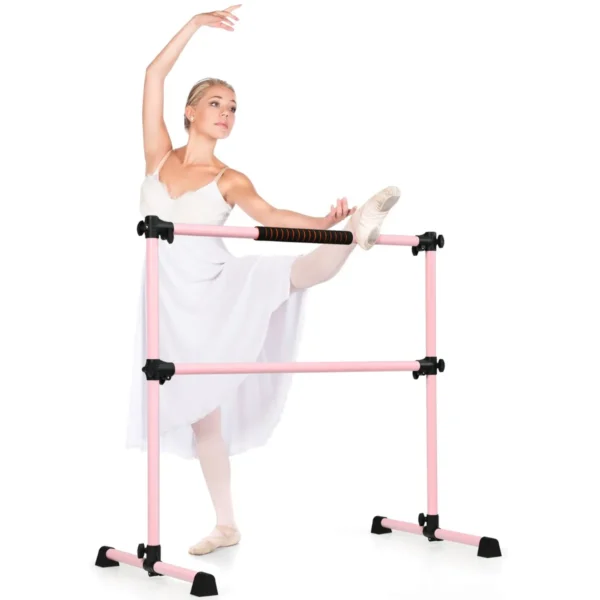 Ballet Barre Draagbare Vrijstaande Ballet Barre Met Verstelbare Hoogte Dubbele Fitness Ballet Stang Voor Dansen Stretchen-Roze