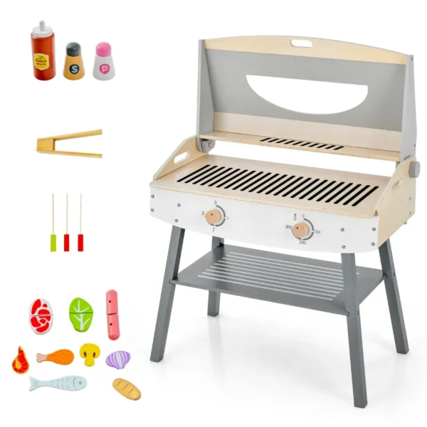 Barbecue-Speelset Voor Kinderen Speelkeuken Van Hout Met Klem En Accessoires Speelgoedgrill Voor Kinderen Vanaf 3 Jaar BBQ-Speelset