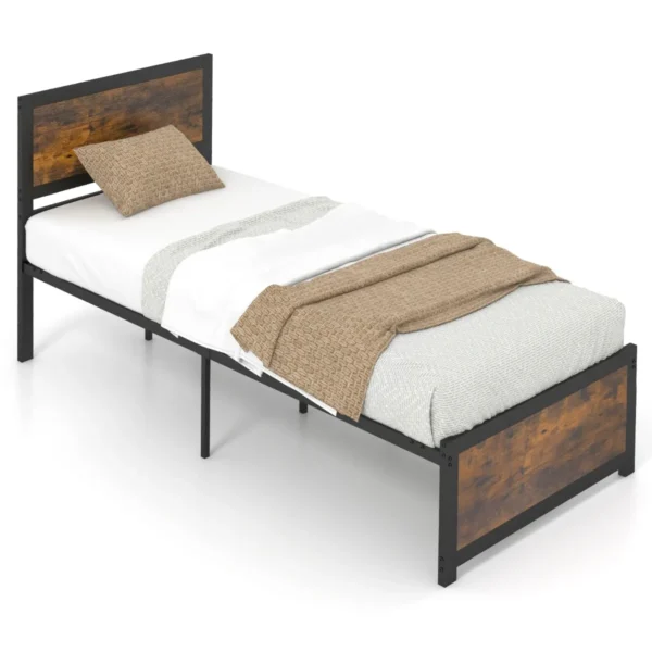 Bedframe 90 X 200 Cm Industrieel Bedframe Met Hoofdeinde En Lattenbodem Logeerbed Metalen Bed Eenpersoonsbed 36 Cm Hoogte