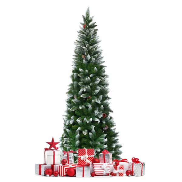 Besneeuwde Kerstboom Met Metalen Standaard En 630 Puntige PVC-Naalden 220cm