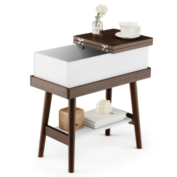 Bijzettafel Met Inklapbaar Tafelblad Smalle Banktafel Van Rubberhout Nachtkastje Klaptafel 60 X 30 X 60 Cm Donkerbruin