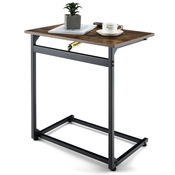 Bijzettafel Voor Bank & Bed Verstelbare C Tafel Met 5-Positie Kantelhoeken & Stopper C-Vormige Bijzettafel Voor Woonkamer Slaapkamer