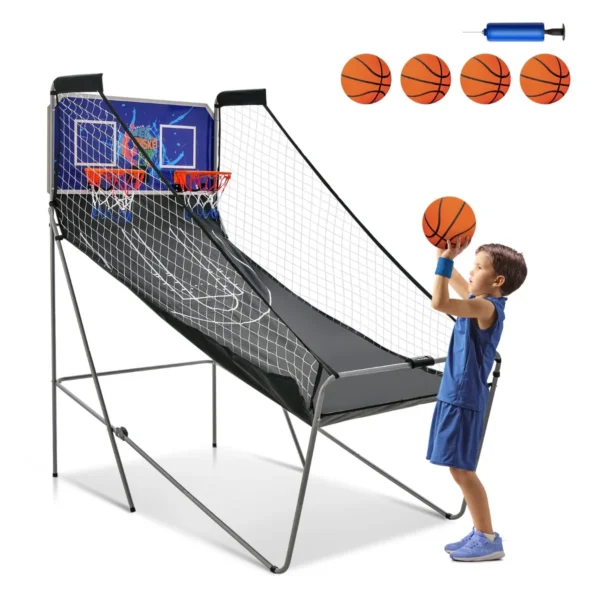 Binnen Elektronische Basketbal Spel Schieten Machine Elektronische Automatische Score Incl. 4 Ballen Donkerblauw + Zwart