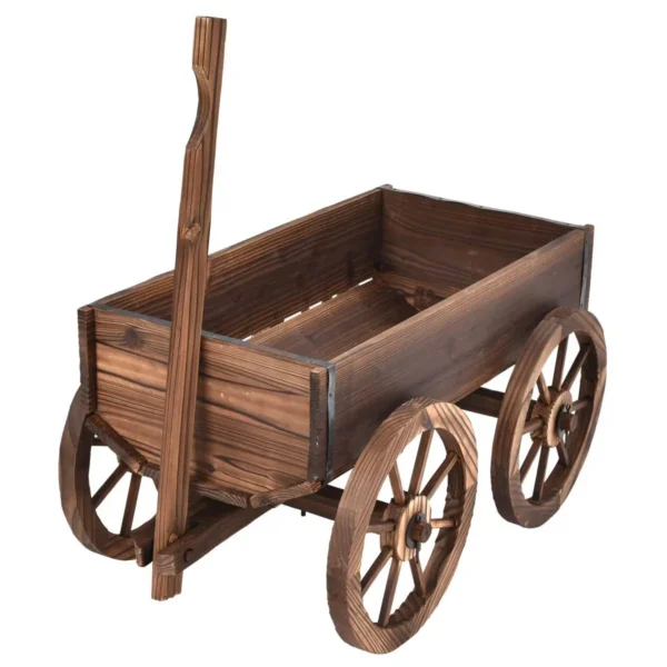 Bloemenwagen Houten Bloembakwagen Met 4 Wielen Bloemenwagen 120 X 43 X 53,5 Cm Bruin