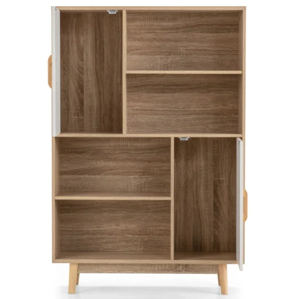 Boekenkast Houten Opbergkast Met Deuren En Open Planken 80 X 24 X 120 Cm Wit