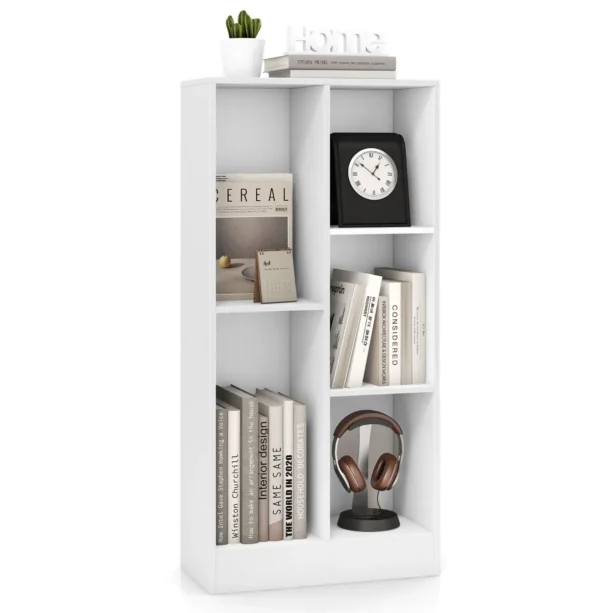 Boekenkast Met 5 Vakken Staand Rek Kubusrek Kantoorplank Opbergrek Voor Woonkamer Slaapkamer Werkkamer Kantoor (Wit)