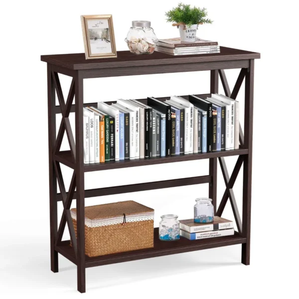 Boekenkast Opbergplank 3-Level Houten Console Tafel Anti-Kantelen Voor Entree Woonkamer Slaapkamer Kantoor Koffie