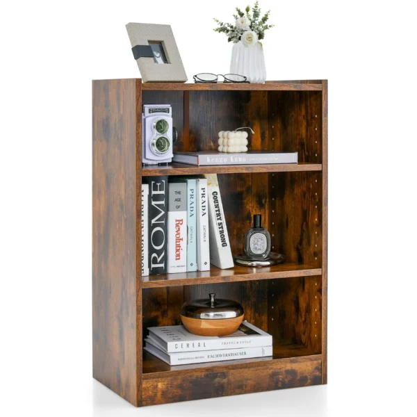 Boekenkast Staand Rek Met 3 Vakken Plank Met Verstelbare Planken 30 X 50 X 75 Cm Bruin