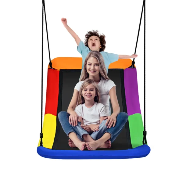 Boomschommel Multi-Kind Schommel Tuinschommel Voor Kinderen 83 X 155 Cm Kleurrijk