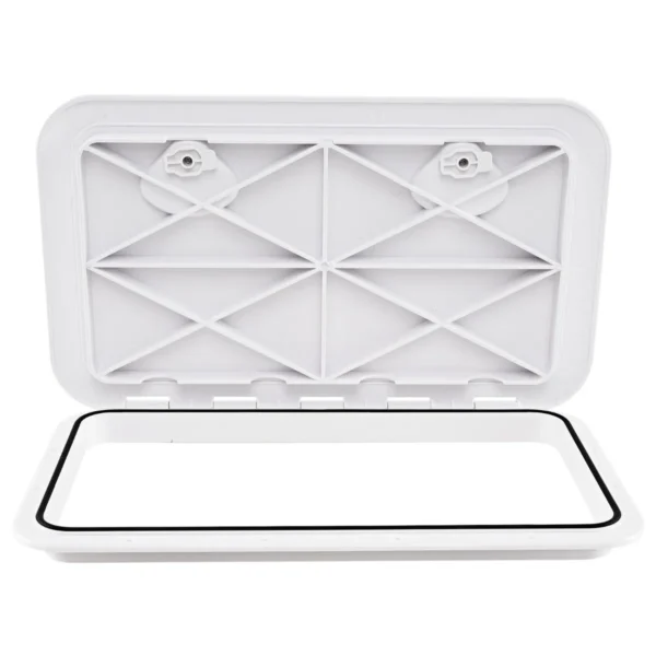 Bootluik 60,5 X 35,5 Cm Toegangsluik Voor Maritiem Dek Met 180° Scharnierend Deksel Antislip Oppervlak Rechthoekig Bootluik Wit