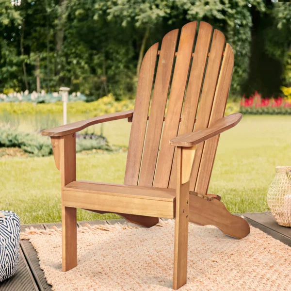 Buiten Hout Adirondack Stoel Acacia Hout Stoel Voor Achtertuin Terras Tuin Klassieke Adirondack Dekstoel Met Ergonomisch Ontwerp-Natuurlijk