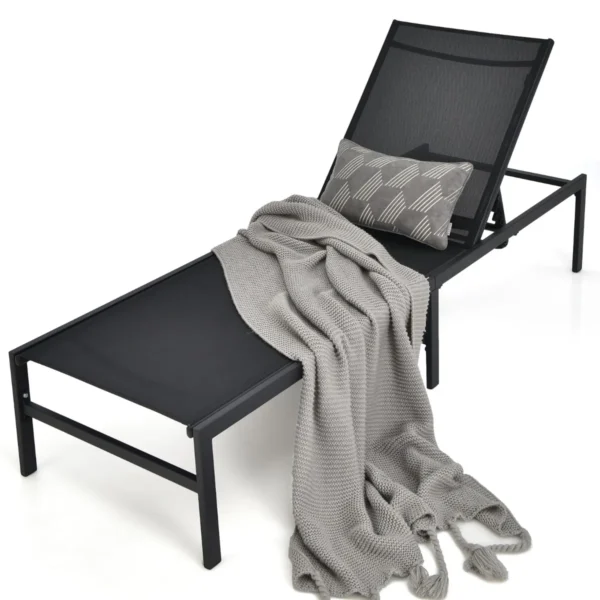 Buiten Ligstoel Verstelbare Ligstoel Met 5-Standen Rugleuning En Sneldrogende Stof Voor Zwembad Strand Patio