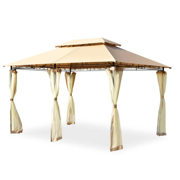 Buiten Paviljoen Met Verwijderbare Gaas Zijwand & Daken 3,9 X 2,9 X 2,7 M Bruin