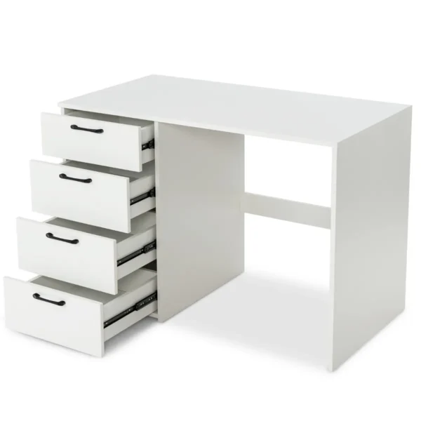 Bureau Met 4 Laden Thuiskantoor Computertafel Klein Moderne Bureautafel PC-Tafel Wit 110 X 60 X 76 Cm