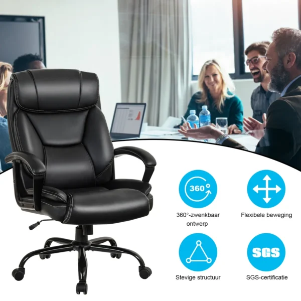 Bureaustoel Hoogte Verstelbare Ergonomische Computer Stoel Met Comfortabele Hoofdsteun & Lendesteun Bedrijfsstoel Zwart