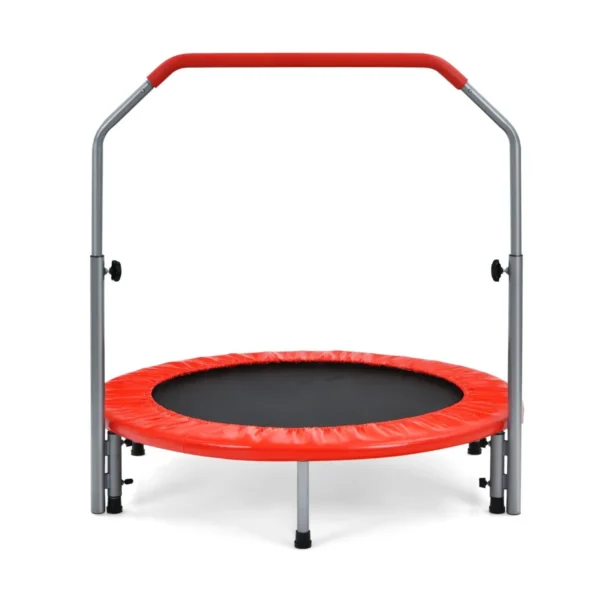 φ 101 Cm Mini-Trampoline Opvouwbare Trampoline Met In Hoogte Verstelbare Handgreep Voor Volwassenen En Kinderen Rood