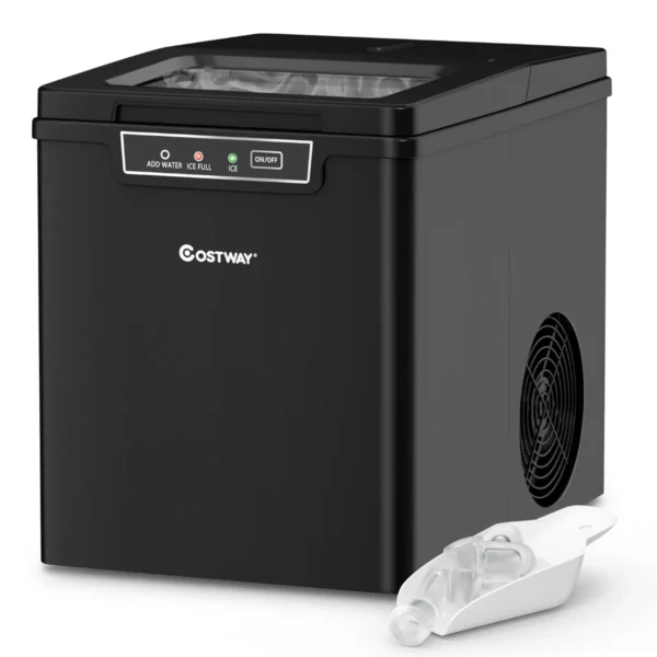 Compacte Ijsblokjesmachine 9 Kogeltjes Ijs / 8 Minuten 12 Kg/Dag Ijsmachine Met Ijslepel En Emmer 35 X 25 X 29,5 Cm Zwart