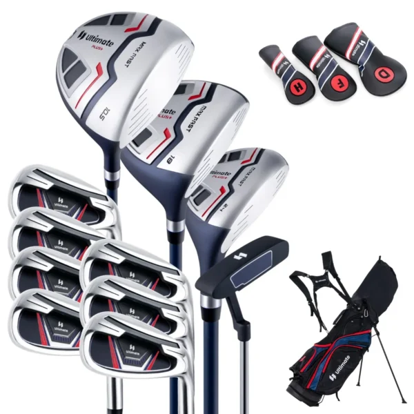 Complete Herrem Golfclubset 11-Delige Set Golfclubs Rechtshandig Met Draagtas En Regenhoes-Blauw