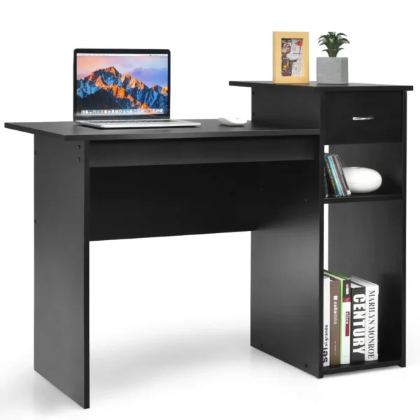 Computer Bureau Houten Pc Laptop Bureau Moderne Eenvoudige Stijl Schrijftafel Met Opberglades & Planken 108 X 50,5 X 82 Cm
