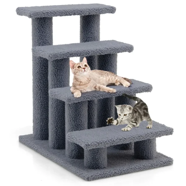 Diertrap Kattentrap Klimboom Kattenboom Trap Voor Kat Tot 25 Kg Huisdiertrap 61 X 41 X 60 Cm Spaanplaat (Grijs)