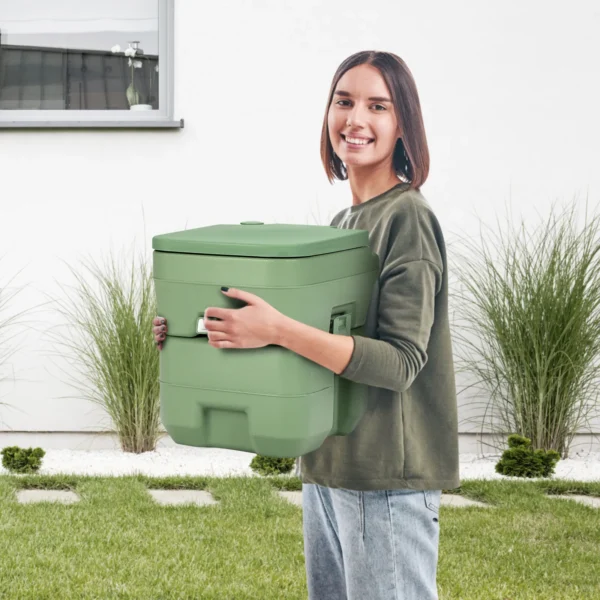 Draagbaar Toilet Mobiele Toilet Met 20L Afvaltank Lekvrije Toiletpot Met Afneembare Afvaltanks Voor Moeiteloze Reiniging-Groen